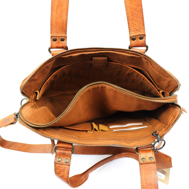 Bear Design – Leren Laptop Tas - Cognac - Afbeelding 4