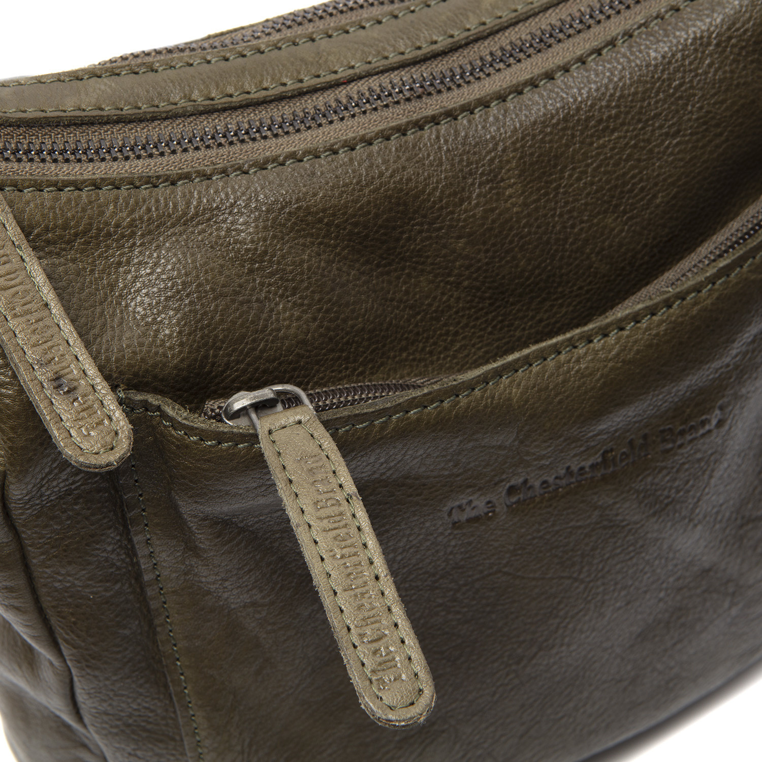 The Chesterfield Brand – Leren Schoudertas Panama – Olijfgroen - Afbeelding 6