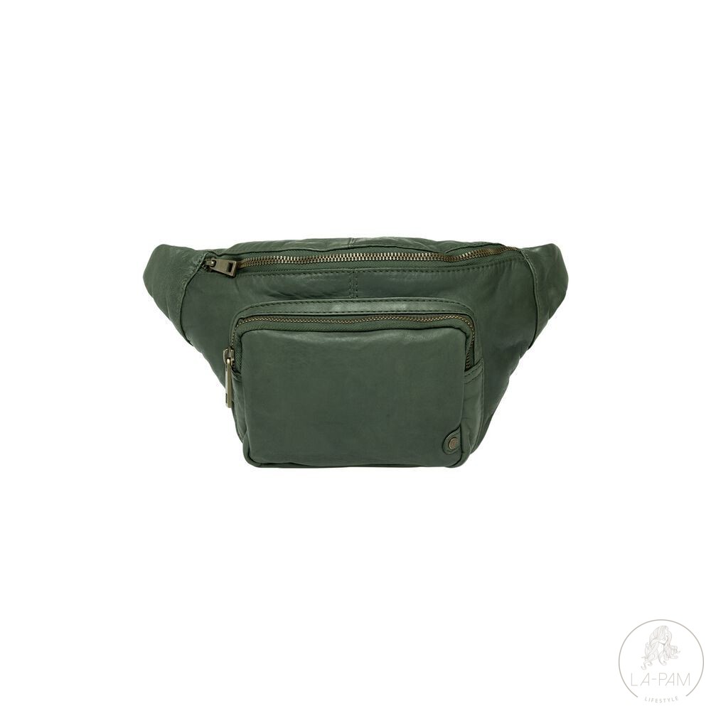 DEPECHE Bag – Bumbag in vintage look met voorvak – Donker Groen