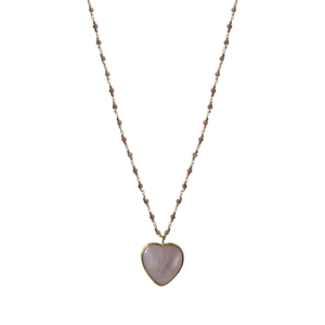 Ibu Jewels – Ketting Heart - Rose Quartz