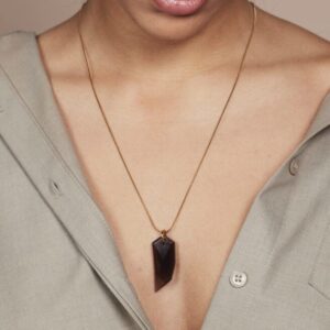 Ellen Beekmans – Ketting –  met Obsidiaan Hanger (taupe)