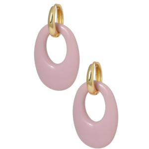 Ellen Beekmans – Oorringen met ovale hanger – Roze (4cm)