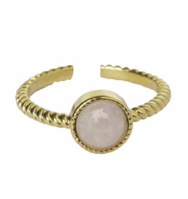 Ellen Beekmans – Twisted Ring – met Roze Gemstone