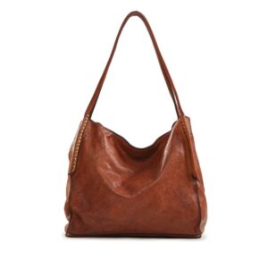 Campomaggi – Leren shopper met studs “VIOLA”  – Cognac