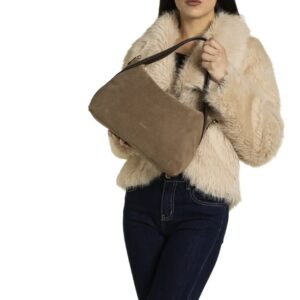 Ripani – Suède met Leren Handtas “Maya”, M – Tortora