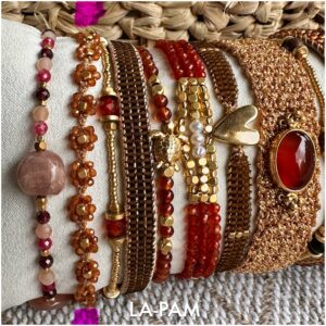 Ibu Jewels – Armband Lulu Stone Flowers – Brown Garnet