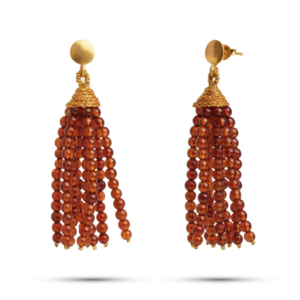 Ibu Jewels – Oorbel Stone Tassle – Brown Garnet