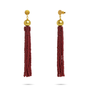 Ibu Jewels – Oorbel Fringe Tassle – Maroon