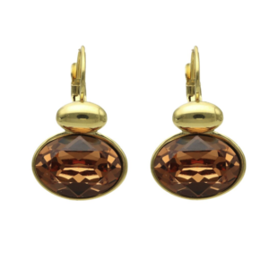 Camps & Camps – Oorbel Smoked Topaz – Swarovski, Goud