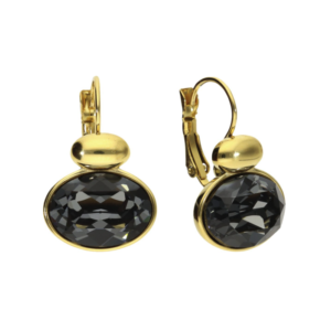 Camps & Camps – Oorbel Dark Grey – Swarovski, Goud