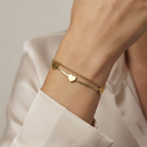 Alternative view of Camps & Camps – Armband Triple Heart – Gold