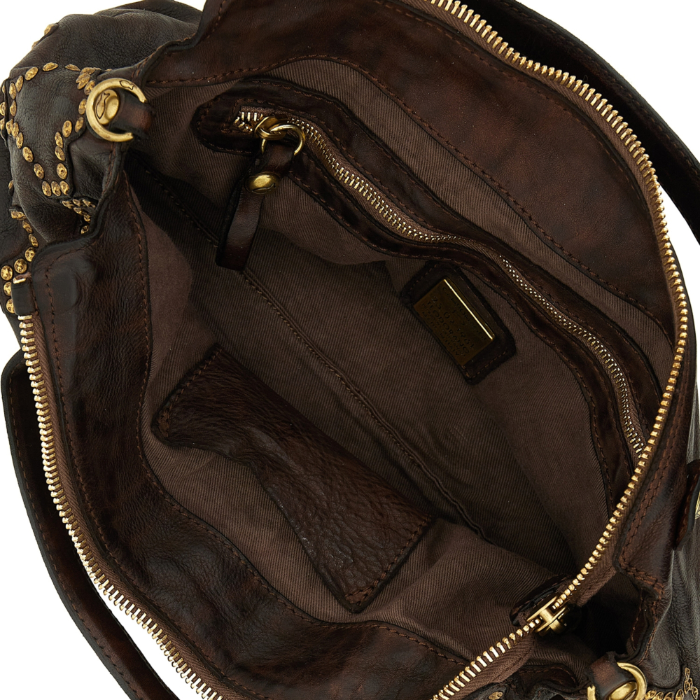 Campomaggi – Leren Schoudertas "Melissa" met Studs – Bruin - Afbeelding 5