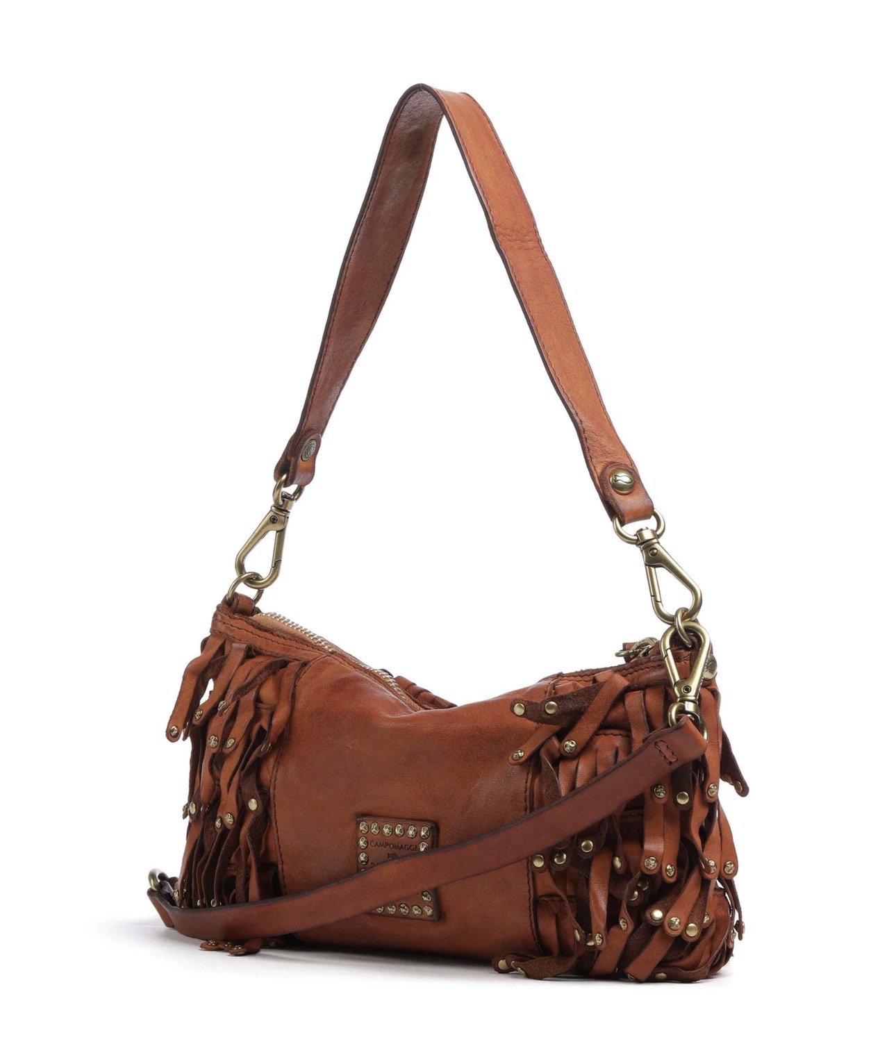 Campomaggi – Leren Schoudertas Orbetello "Natalia" – Cognac met Franjes - Afbeelding 2