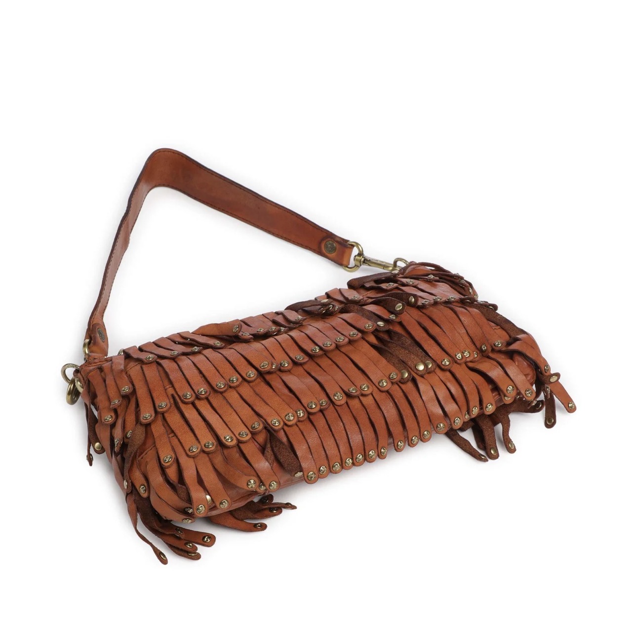 Campomaggi – Leren Schoudertas Orbetello "Natalia" – Cognac met Franjes - Afbeelding 5