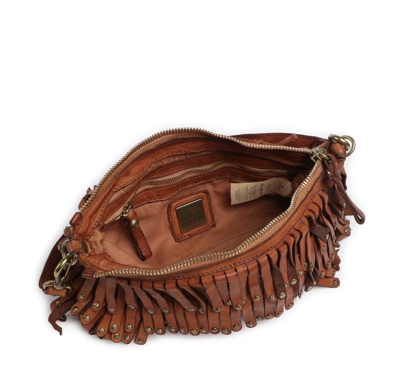 Campomaggi – Leren Schoudertas Orbetello "Natalia" – Cognac met Franjes - Afbeelding 6