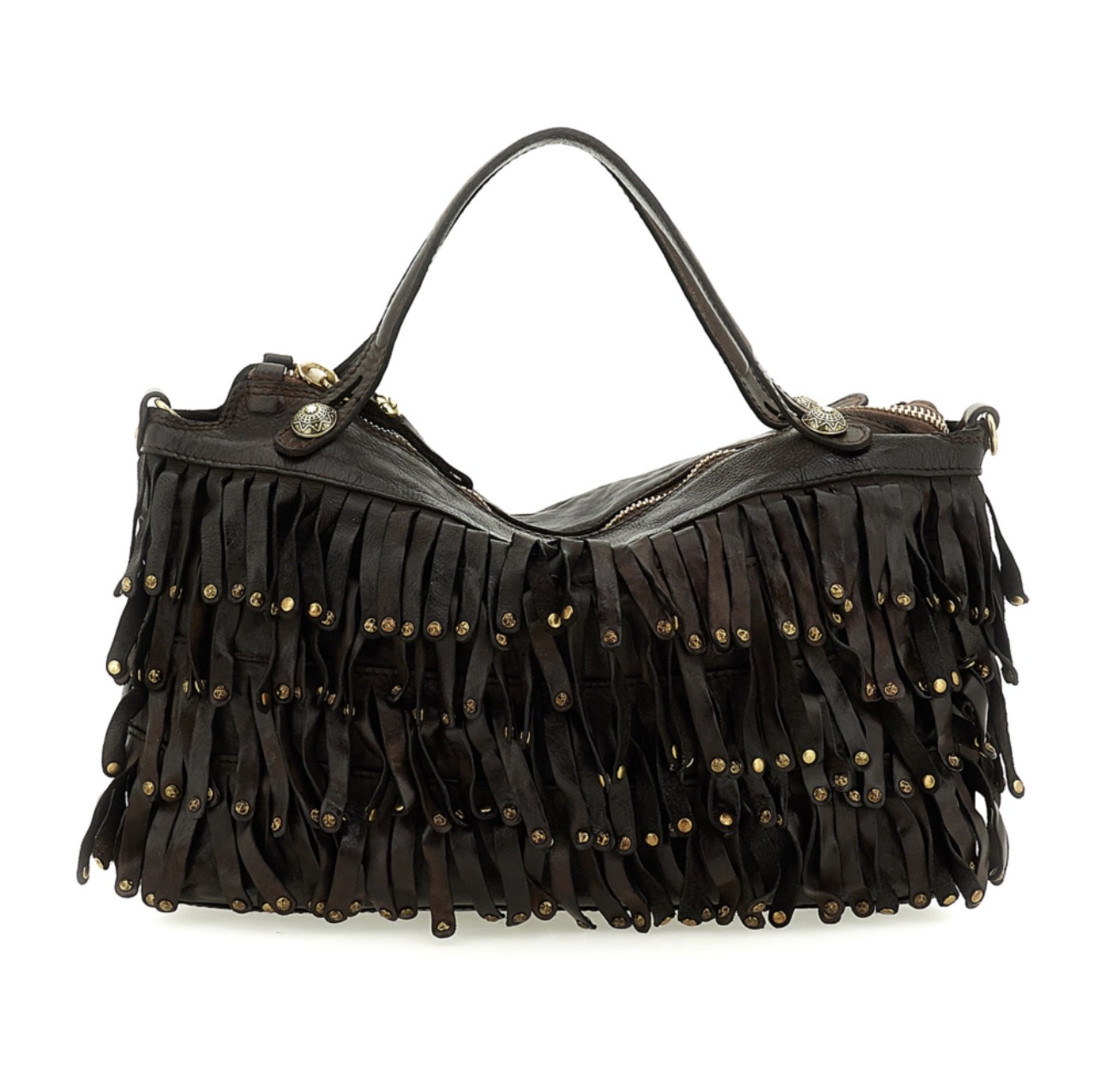 Campomaggi – Leren Schoudertas Orbetello "Melissa" – Bruin met Franjes