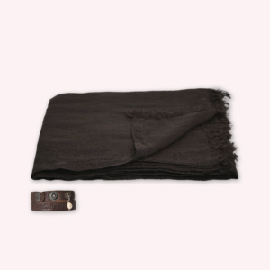 Alternative view of PimpsandPearls – Linnen Sjaal Rechthoek – Choco Bruin 140 x 180 cm