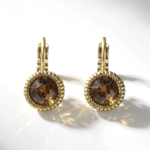 Camps & Camps – Oorbel Smoked Topaz – Swarovski, Goud