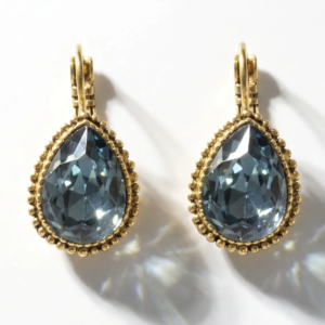 Camps & Camps – Druppel Oorbel Denim Blue – Swarovski, Goud