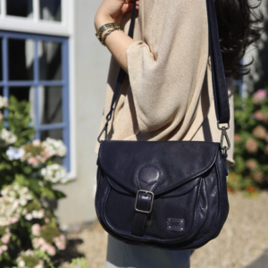 Alternative view of Bear Design – Leren Schoudertas met flap 'Roxanne' – Navy Blue