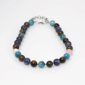 PimpsandPearls – Mala Edelsteen Ketting 12 mm – Mix Blauw Bruin