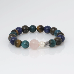 PimpsandPearls – Mala Edelsteen Armband 10 mm – Mix Blauw Bruin