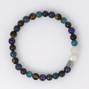 PimpsandPearls – Mala Edelsteen Armband 6 mm – Mix Blauw Bruin - Afbeelding 2