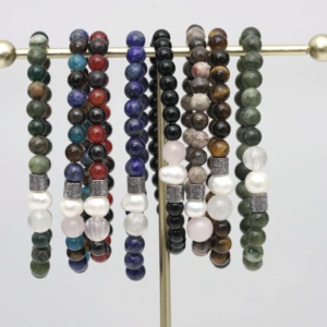 PimpsandPearls – Mala Edelsteen Armband 6 mm – Mix Blauw Bruin - Afbeelding 3