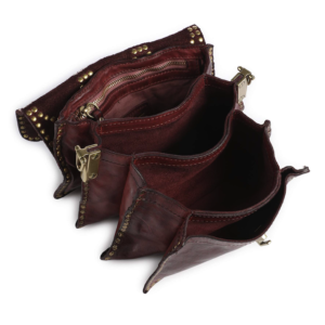 Campomaggi – Schoudertas Agnese "Camaiore" - Wine / Burgundy met Studs - Afbeelding 7